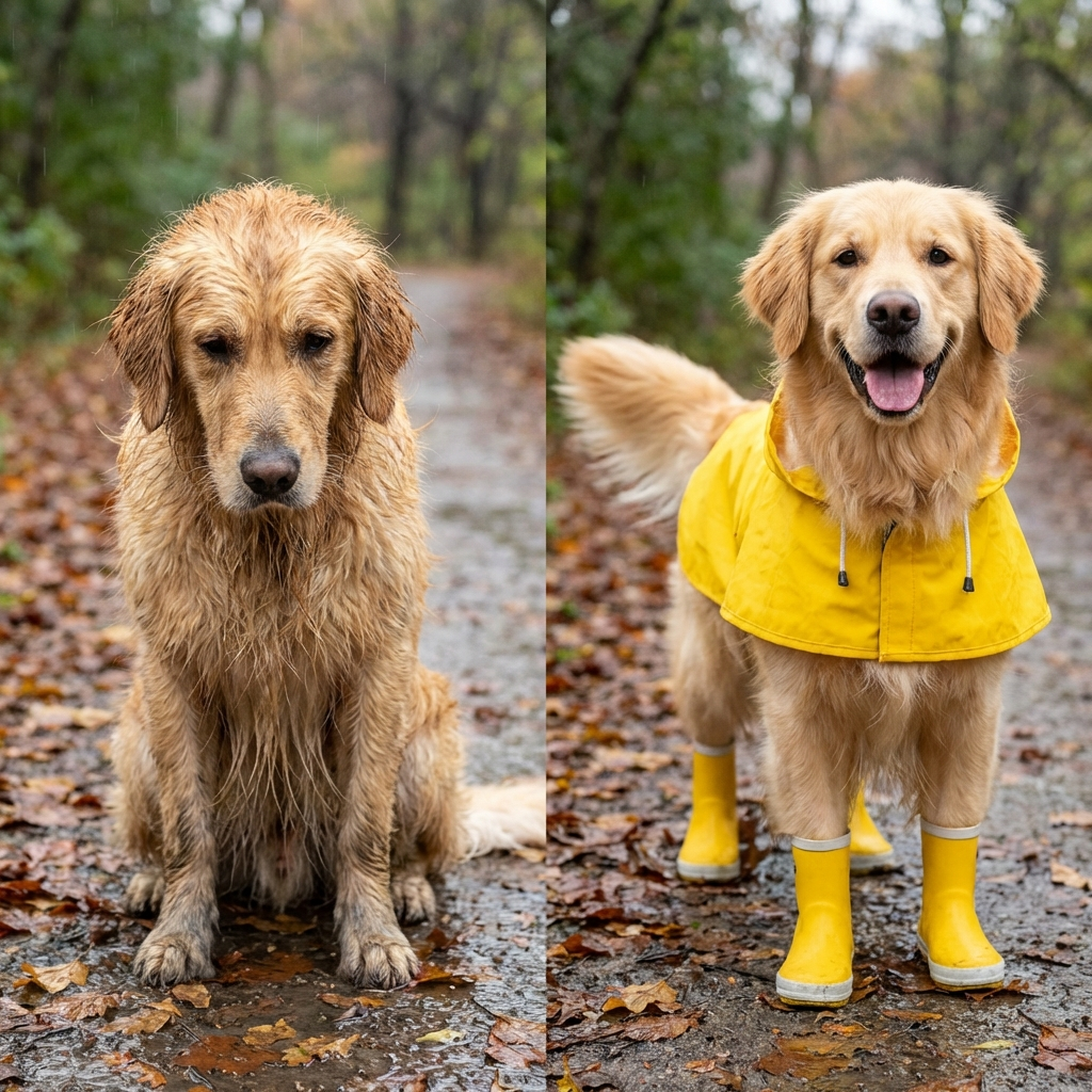 TruePet Hunde-Regenmantel | 100% Wasserdicht & Winddicht | Leuchtend Gelb | Reflektierend | Verstellbar | M-XXL