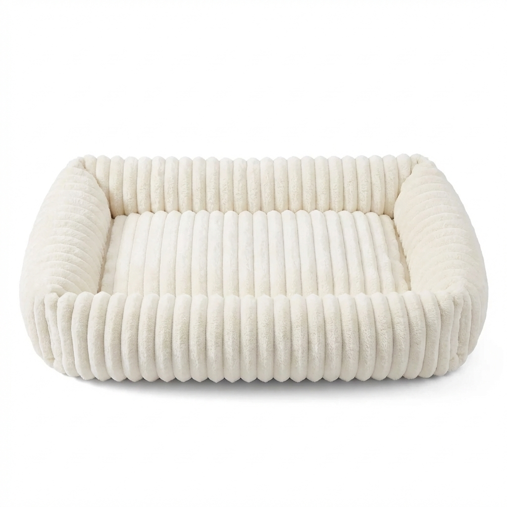 TruePet Orthopädisches Hundebett | Premium Plüsch mit Nackenrolle | Waschbar | S-XXL