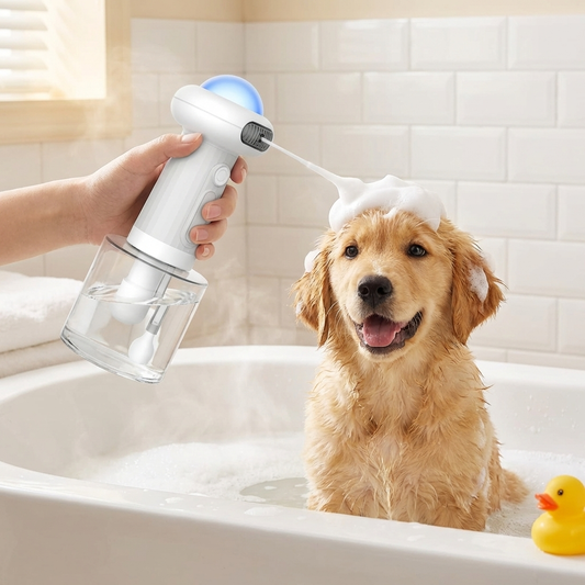 TruePet Elektrischer Schaumspender für Hunde & Katzen | IPX7 Wasserdicht | 400ml | USB Aufladbar | Für Jedes Shampoo
