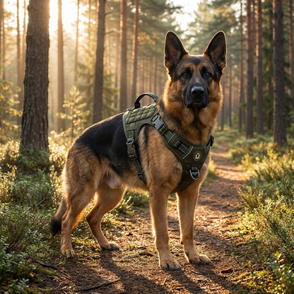 TruePet Taktisches Hundegeschirr | MOLLE-System für Taschen & Patches | Reflektierend | Atmungsaktiv | 4 Farben | M-XL