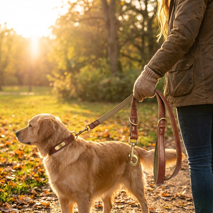 TruePet Premium Hundeleine aus Leder | Mit Gravur | Gepolstert