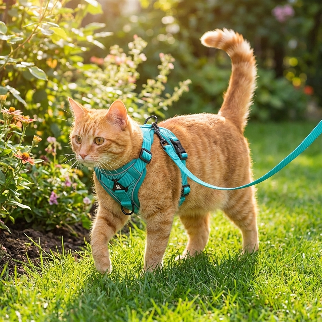 TruePet Katzengeschirr mit Leine | Ausbruchsicher & Reflektierend | Gepolstert | S-XL