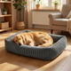 TruePet Orthopädisches Hundebett | Premium Plüsch mit Nackenrolle | Waschbar | S-XXL
