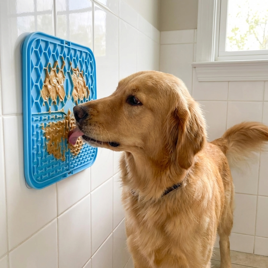TruePet Schleckmatte Saugnapf | Anti-Stress Leckmatte für Hunde | Silikon Slow Feeder | Beschäftigung beim Baden
