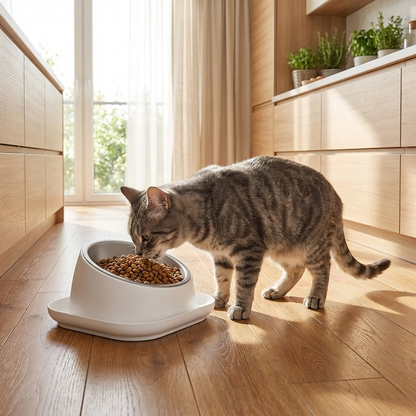 TruePet Katzennapf Erhöht | Keramik & Edelstahl | Ergonomisch | Rutschfest | Einzeln & Doppelnapf