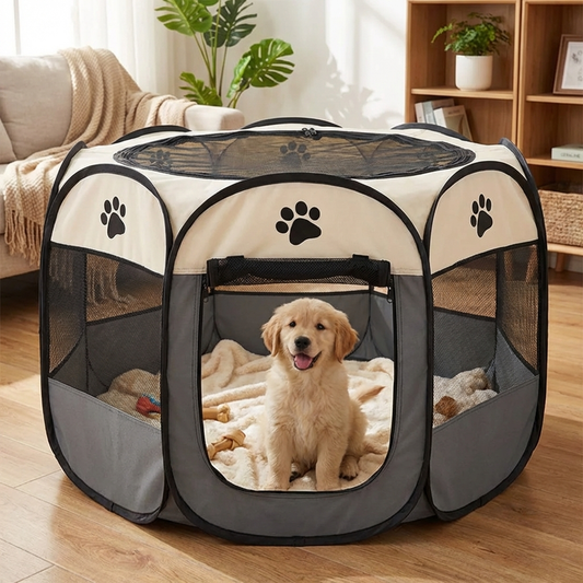 TruePet Faltbare Hundebox | Achteckig & Atmungsaktiv | Für Hunde & Katzen