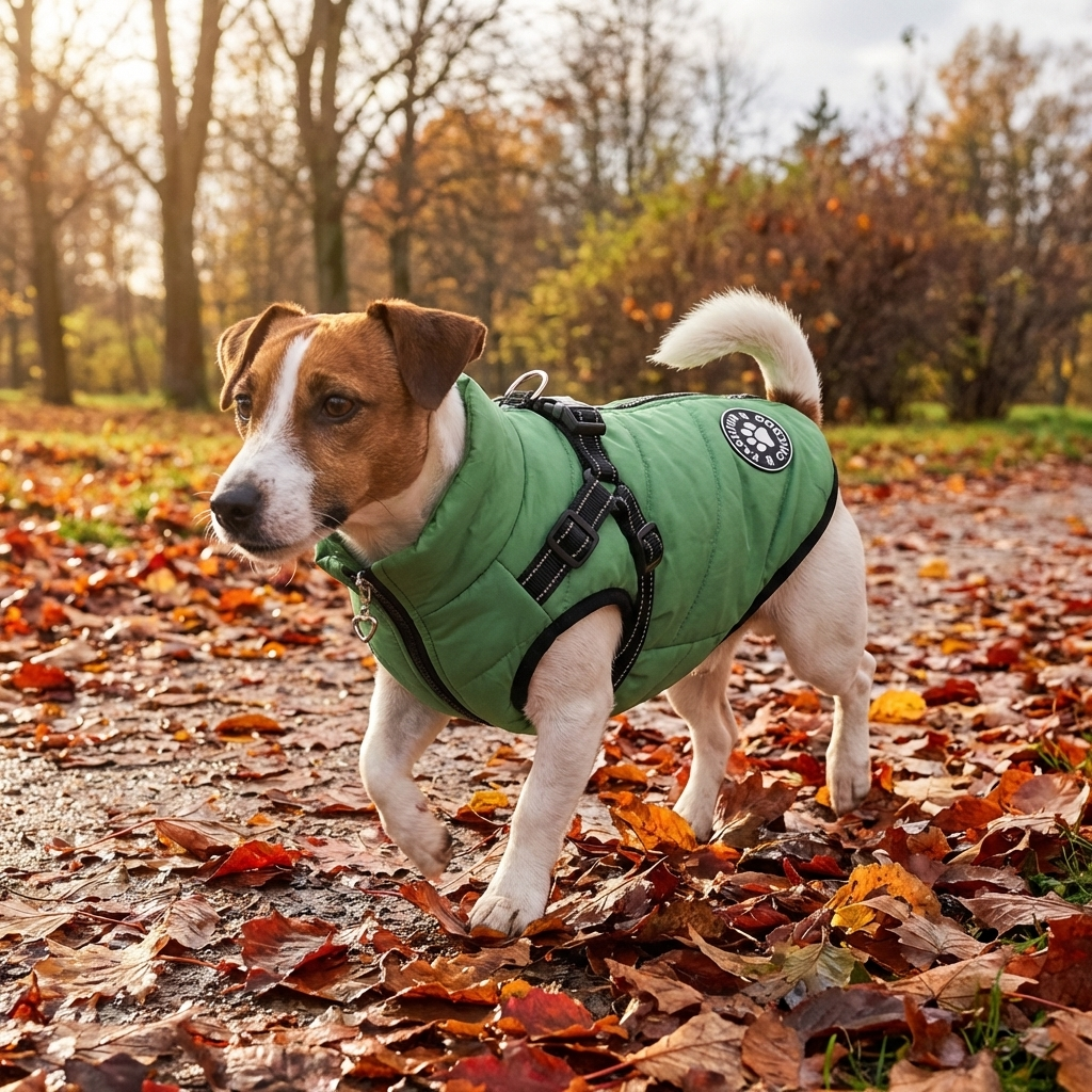 TruePet Leichter Hundemantel | Geschirr-Weste mit Reißverschluss | Übergangszeit
