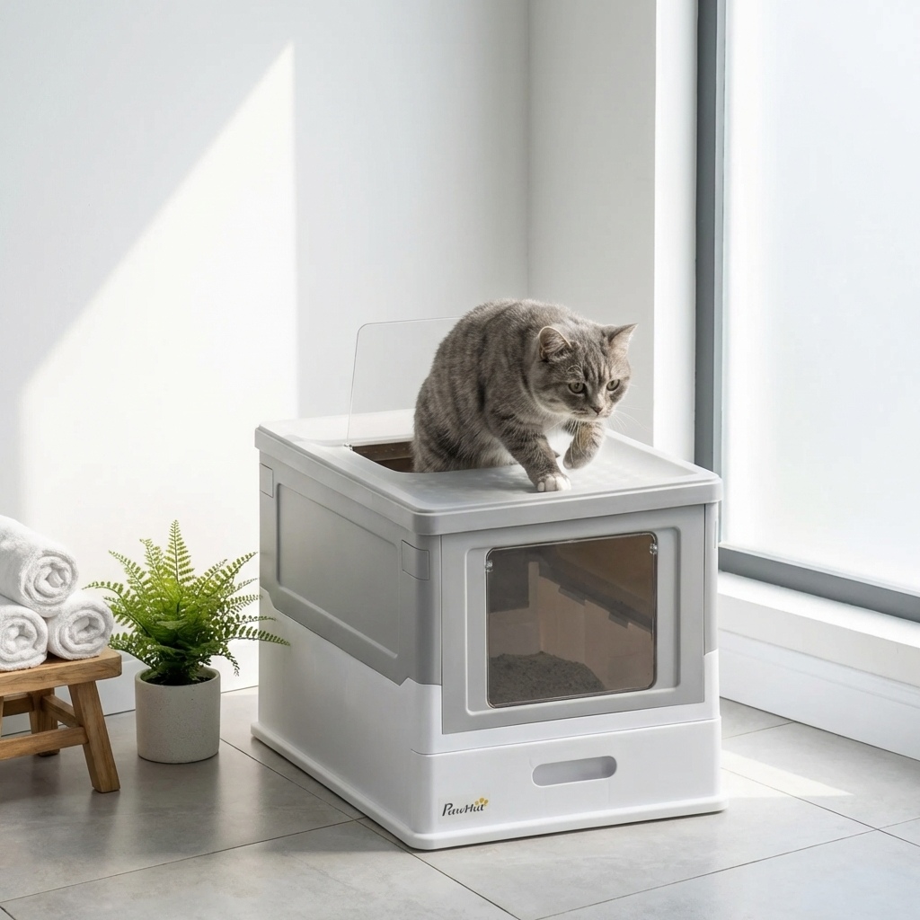 TruePet Katzentoilette mit Haube | Geschlossenes Katzenklo XXL | Aktivkohlefilter | Spritzschutz