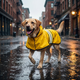 TruePet Hunde-Regenmantel | 100% Wasserdicht & Winddicht | Leuchtend Gelb | Reflektierend | Verstellbar | M-XXL