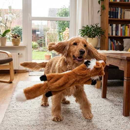 TruePet Plüsch Quietschtier | 45cm Quietschspielzeug ohne Füllung | Jagdinstinkt-Spielzeug für Hunde | Keine Sauerei