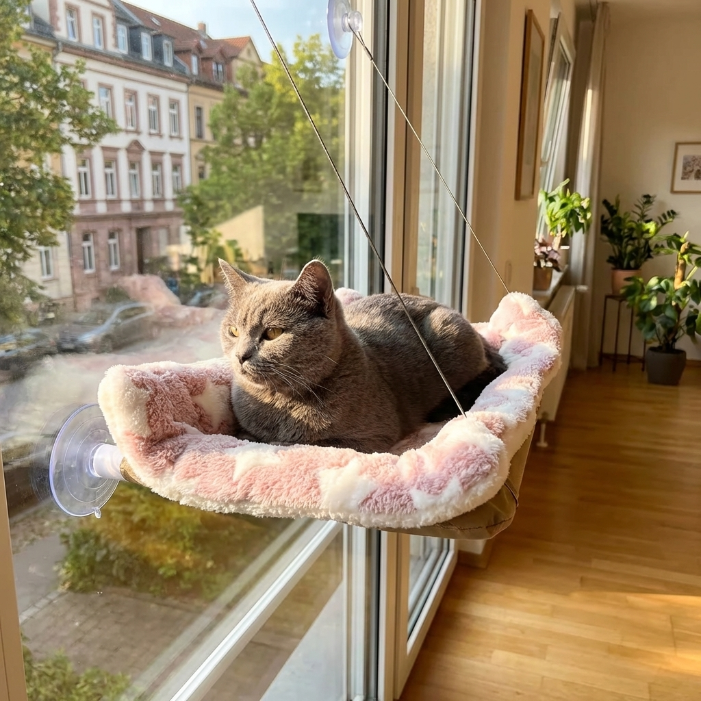 TruePet Katzenbett Fenster | Saugnapf Hängematte | Bis 15 kg | Platzsparend | Sonnenplatz
