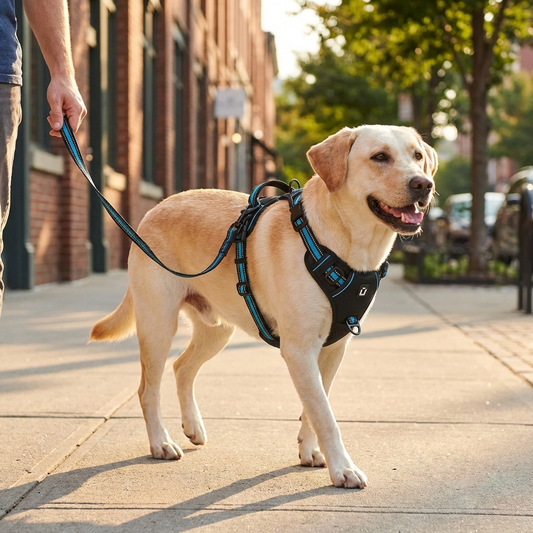 TruePet Anti-Zug Hundegeschirr | No-Pull mit Front-D-Ring (Zinklegierung) | Air-Mesh Gepolstert | Reflektierend | 9 Farben | S-XL