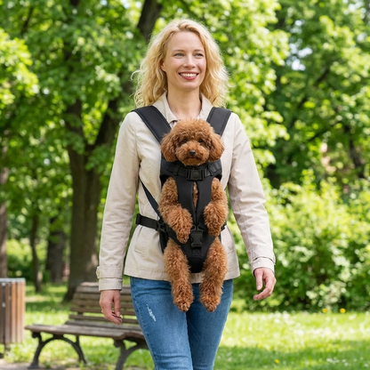 TruePet Hunderucksack | Gepolsterter Front-Tragerucksack | Freihändig | Atmungsaktives Nylon | 4 Größen S-XL