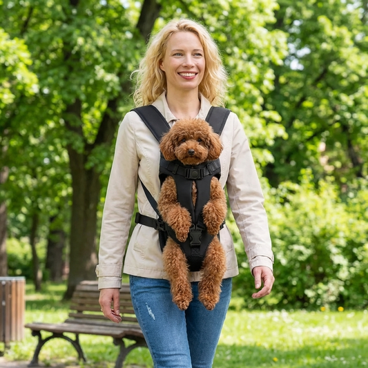 TruePet Hunderucksack | Gepolsterter Front-Tragerucksack | Freihändig | Atmungsaktives Nylon | 4 Größen S-XL