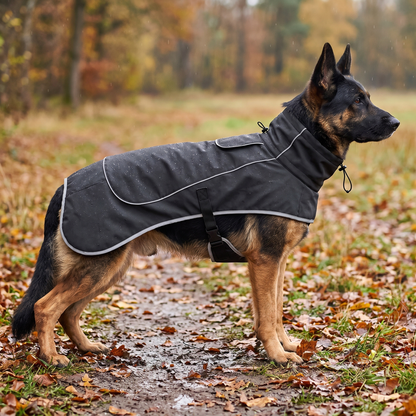 TruePet Hundemantel Schwarz am Schäferhund, Größen bis 69 cm Rückenlänge