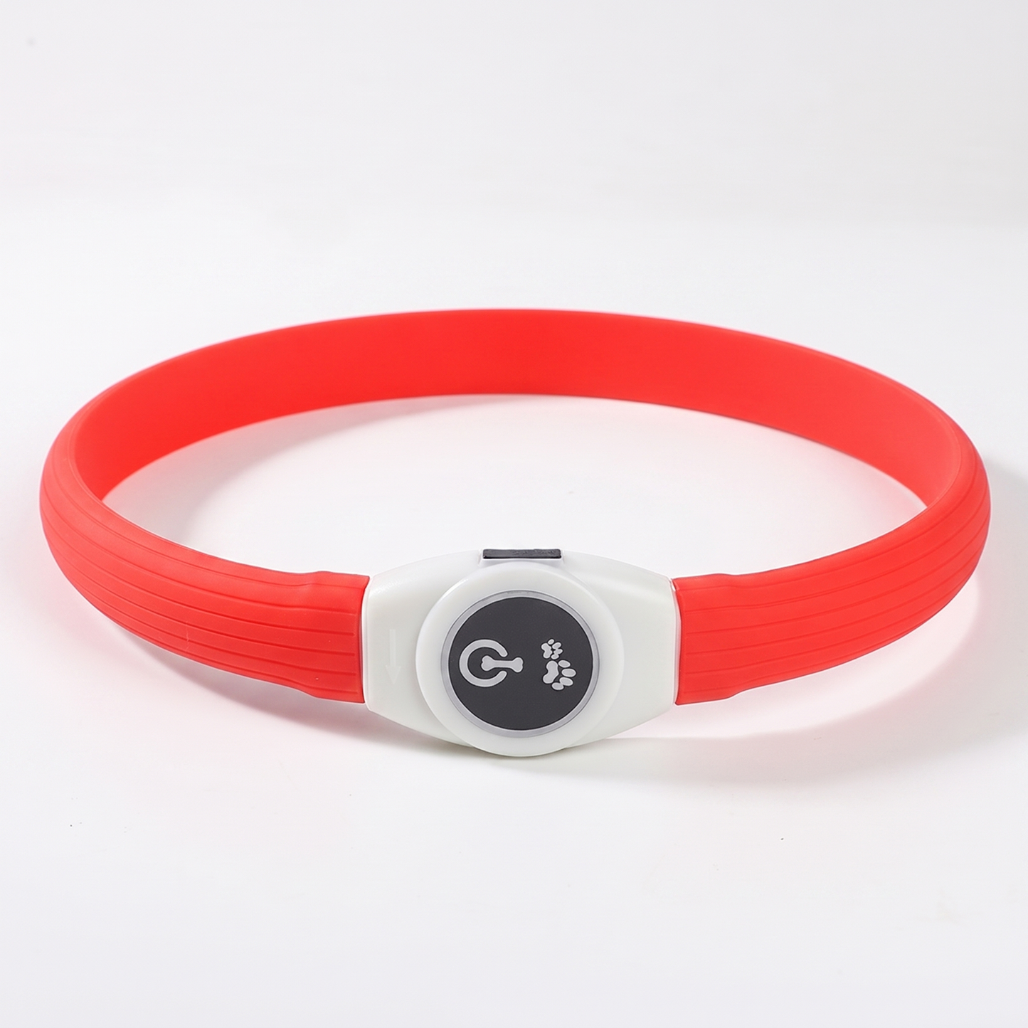 TruePet Leuchthalsband Rot, Silikon-Ring mit USB-Modul, Produktansicht