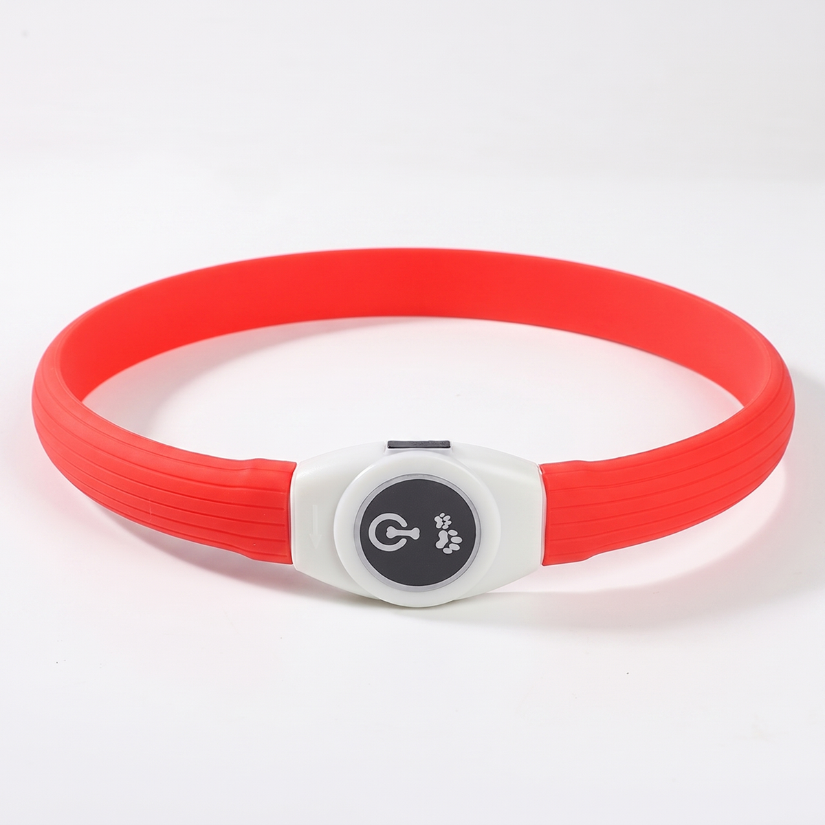 TruePet Leuchthalsband Rot, Silikon-Ring mit USB-Modul, Produktansicht