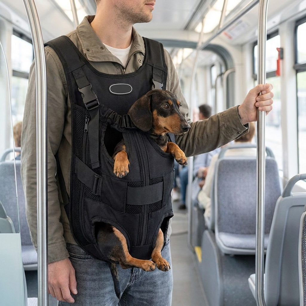 TruePet Hunderucksack | Gepolsterter Front-Tragerucksack für Hunde bis 12 kg | Bahn, Rad & Wandern | S-XL