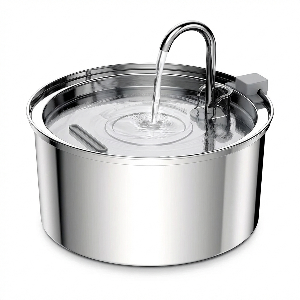TruePet Edelstahl-Trinkbrunnen für Katzen & Hunde | 3.2L | Ultra-leise <20dB | USB