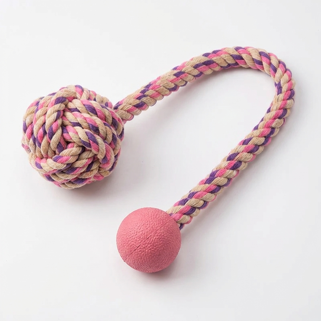 TruePet Wurfball mit Seil | Apportierball für Hunde | Fetch, Tauziehen & Zahnpflege in einem