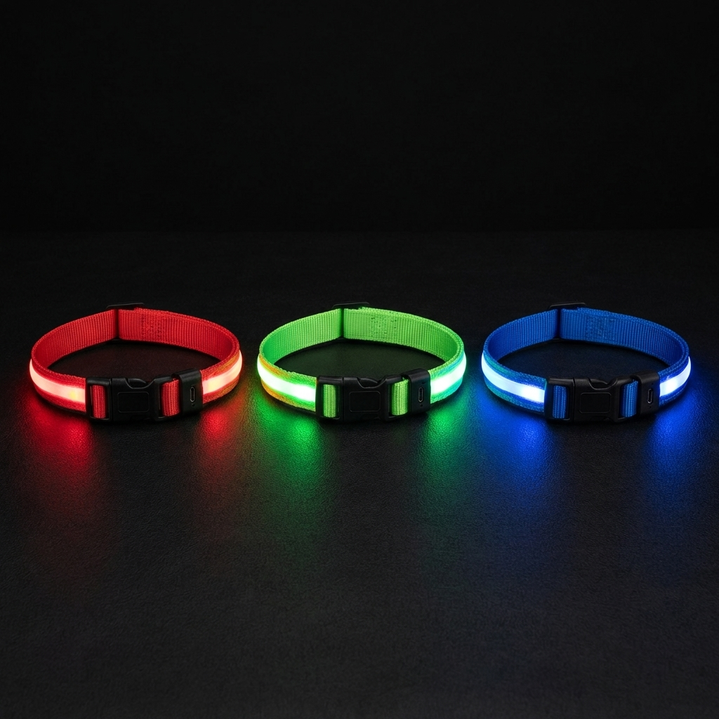 TruePet LED Hundehalsband | USB Aufladbar (2-3 Std Leuchtdauer) | 3 Leuchtmodi | 7 Farben | 6 Größen XS-XXL | Nachtsicherheit