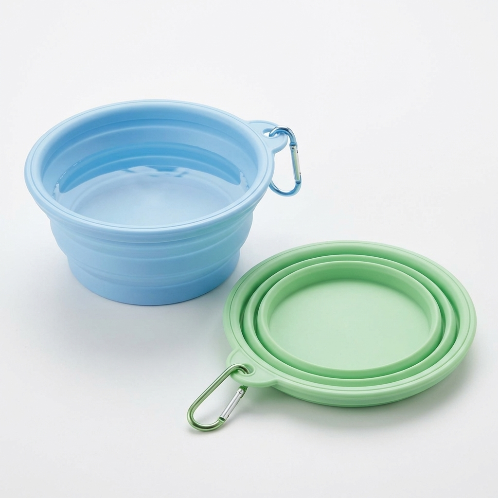 TruePet Faltbarer Reisenapf 2er-Set | Silikon mit Karabiner | 350ml