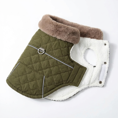 TruePet Winterjacke für Hunde | Fleece-Gefüttert | Wasserdichte Außenschale | Kuscheliger Pelzkragen | D-Ring für Leine | 3 Farben | S-2XL