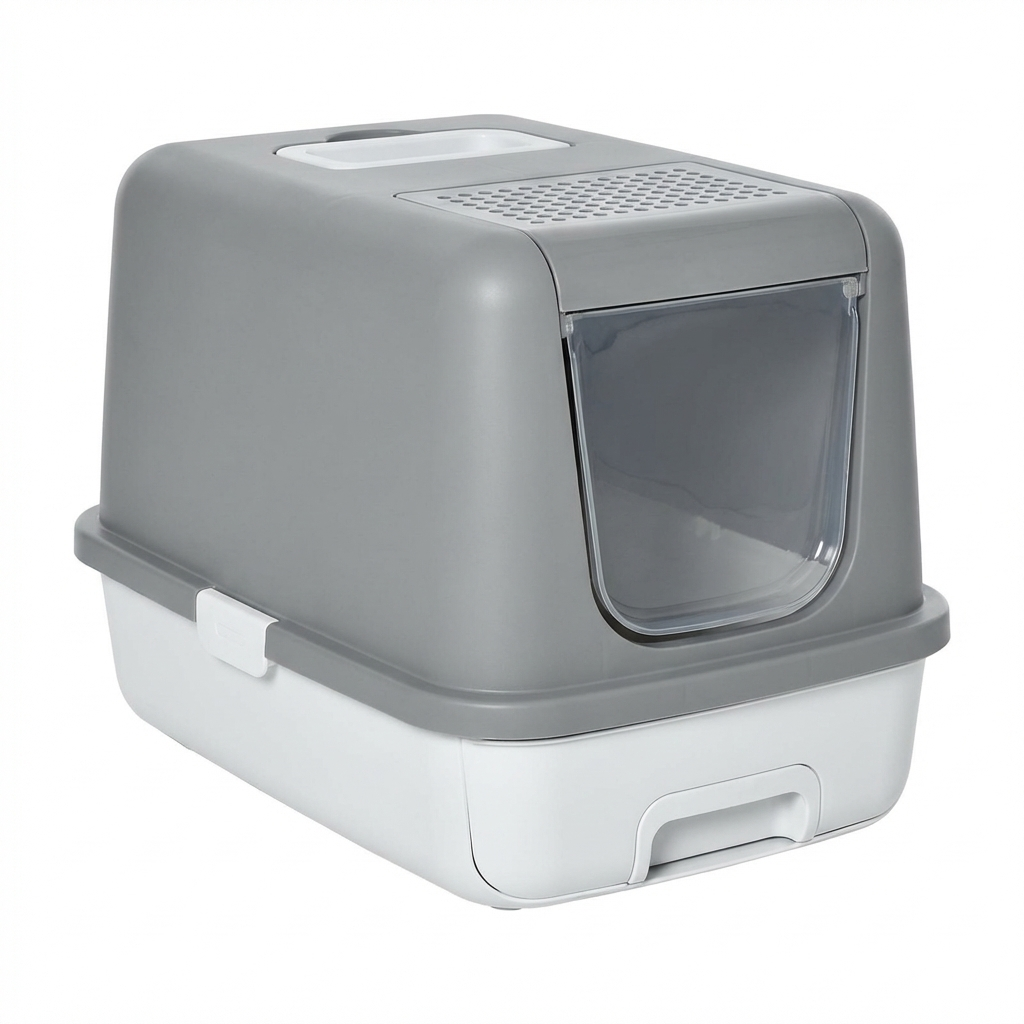 TruePet Katzentoilette mit Haube | Geschlossenes Katzenklo XXL | Aktivkohlefilter | Spritzschutz