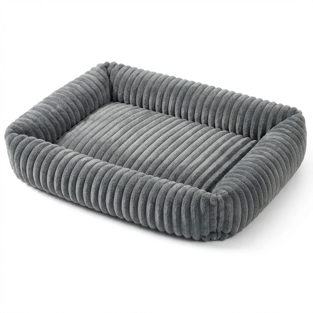 TruePet Orthopädisches Hundebett | Premium Plüsch mit Nackenrolle | Waschbar | S-XXL