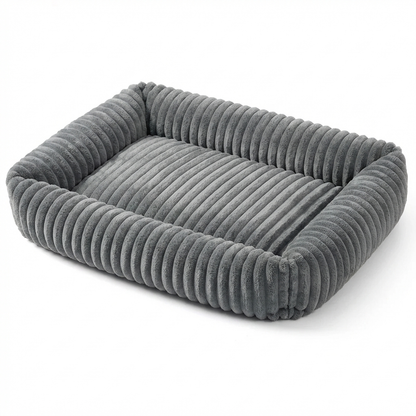TruePet Orthopädisches Hundebett | Premium Plüsch mit Nackenrolle | Waschbar | S-XXL