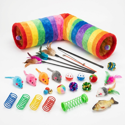 TruePet Mega Katzenspielzeug Set | Plüschmäuse, Federn, Bälle & Spiralfedern | Variety Pack