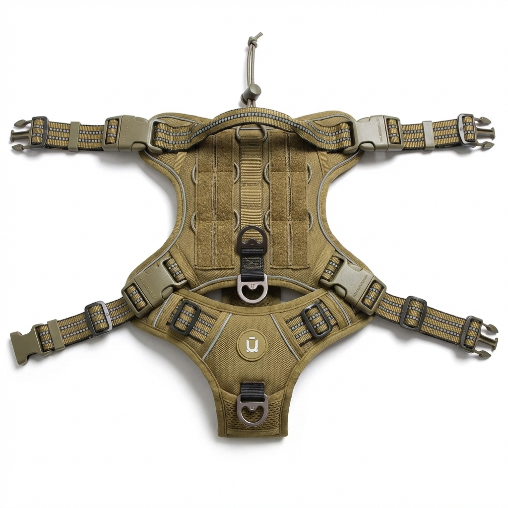 TruePet Taktisches Hundegeschirr | MOLLE-System für Taschen & Patches | Reflektierend | Atmungsaktiv | 4 Farben | M-XL