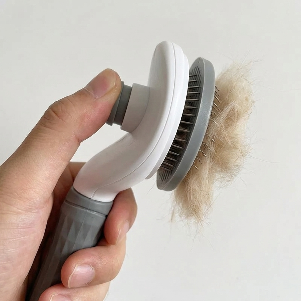 TruePet Katzenbürste Selbstreinigend | Fellpflege Lang- & Kurzhaar | Knopfdruck Reinigung | Entfilzungsbürste