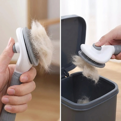 TruePet Katzenbürste Selbstreinigend | Fellpflege Lang- & Kurzhaar | Knopfdruck Reinigung | Entfilzungsbürste