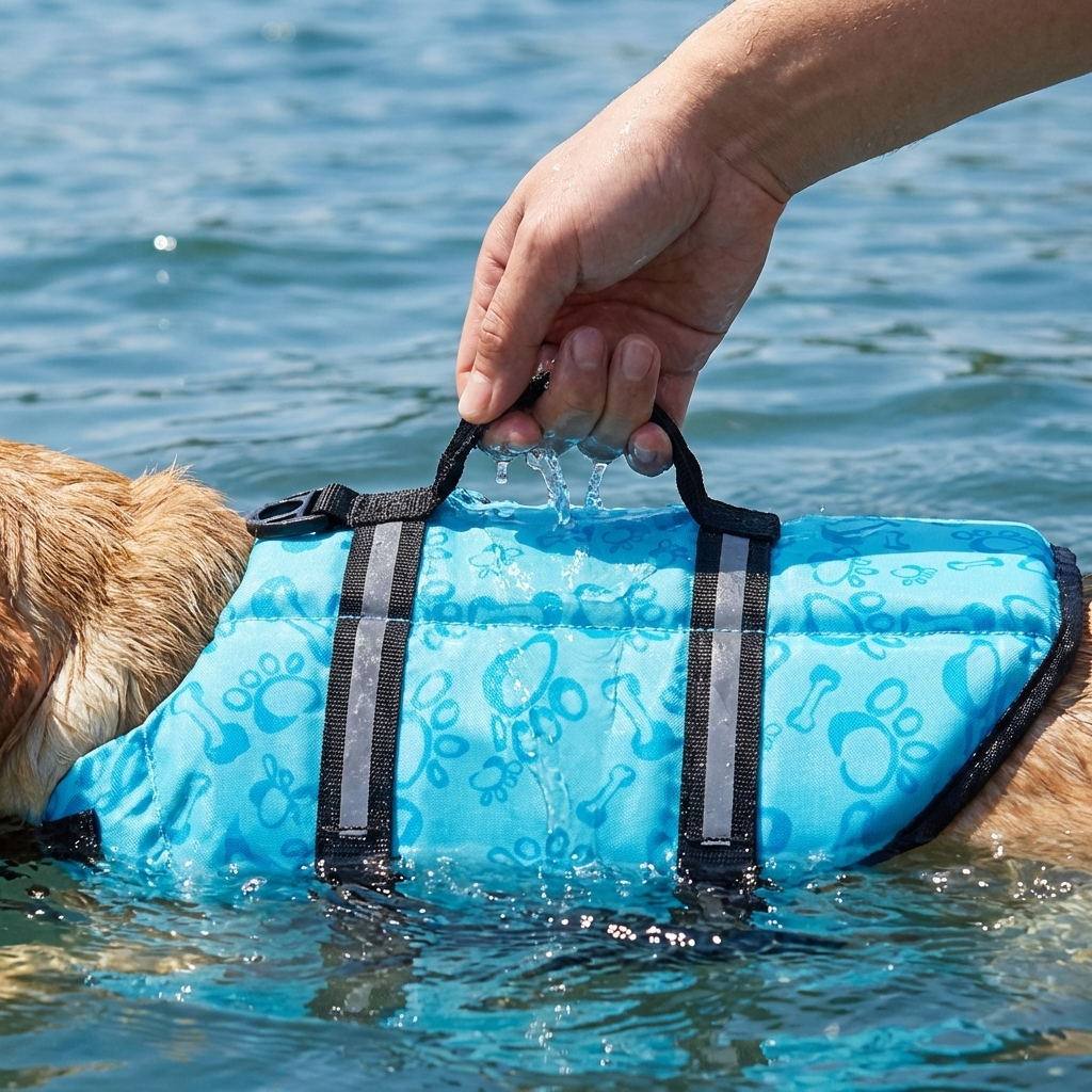 TruePet Hunde-Schwimmweste mit Rettungsgriff | Reflektierend | Verstellbar | XXS-XXL