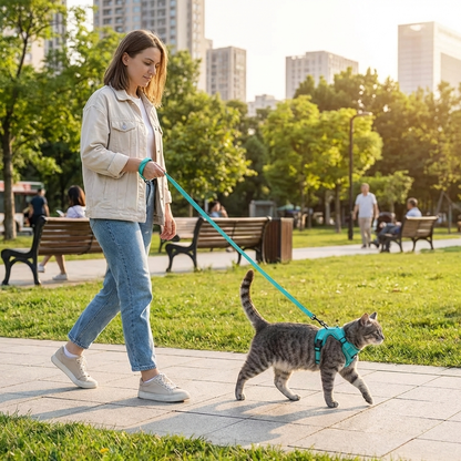 TruePet Katzengeschirr mit Leine | Ausbruchsicher & Reflektierend | Gepolstert | S-XL