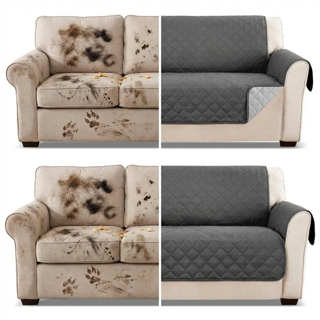 TruePet Wasserdichte Sofa-Schutzdecke | Rutschfest & Gesteppt | 1-3 Sitzer