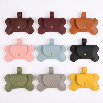 TruePet Premium Kotbeutelspender | PU-Leder mit Leinenclip