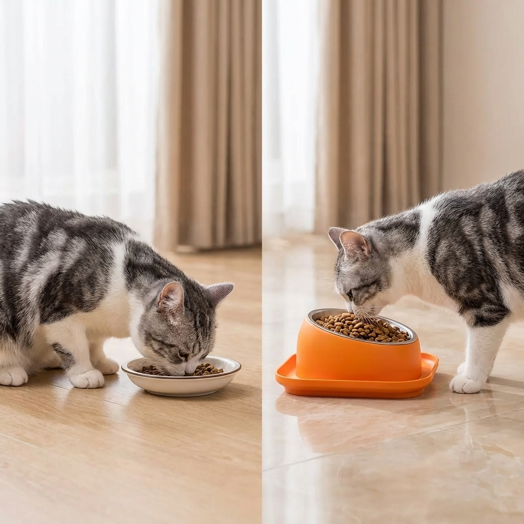 TruePet Katzennapf Erhöht | Keramik & Edelstahl | Ergonomisch | Rutschfest | Einzeln & Doppelnapf
