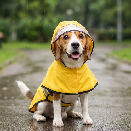 TruePet Hunde-Regenmantel | 100% Wasserdicht & Winddicht | Leuchtend Gelb | Reflektierend | Verstellbar | M-XXL