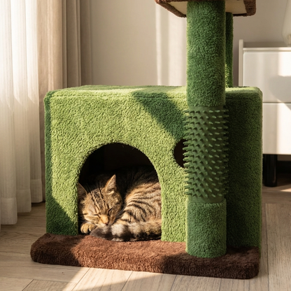 TruePet Kratzbaum Klein | Mini Kratzbaum Wohnung | Platzsparend | Sisal & Höhle | Für 1 Katze