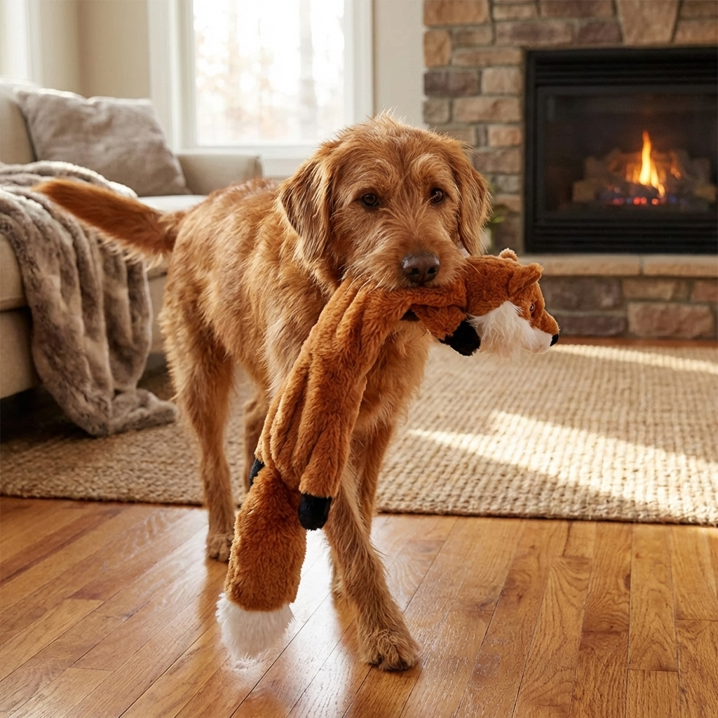 TruePet Plüsch Quietschtier | 45cm Quietschspielzeug ohne Füllung | Jagdinstinkt-Spielzeug für Hunde | Keine Sauerei