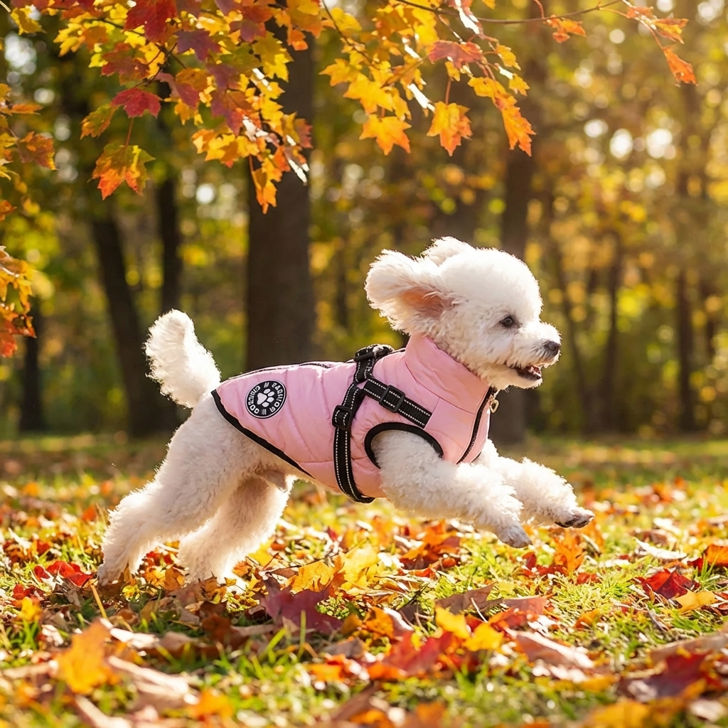 TruePet Leichter Hundemantel | Geschirr-Weste mit Reißverschluss | Übergangszeit