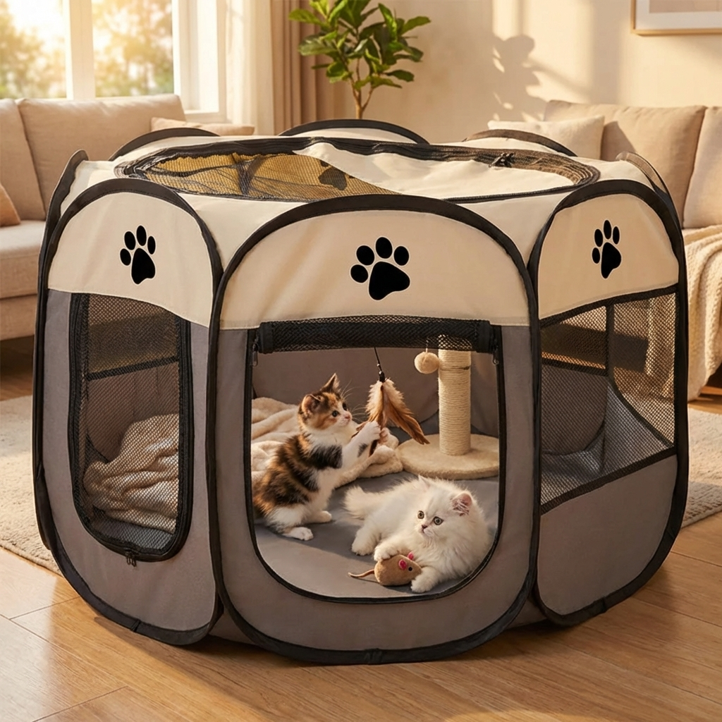 TruePet Faltbare Hundebox | Achteckig & Atmungsaktiv | Für Hunde & Katzen