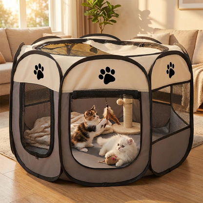 TruePet Faltbare Hundebox | Achteckig & Atmungsaktiv | Für Hunde & Katzen