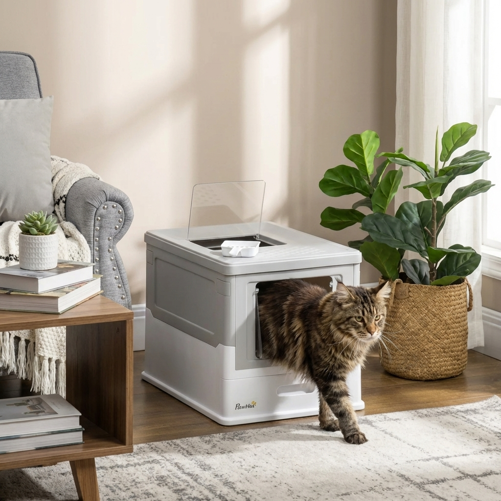 TruePet Katzentoilette mit Haube | Geschlossenes Katzenklo XXL | Aktivkohlefilter | Spritzschutz