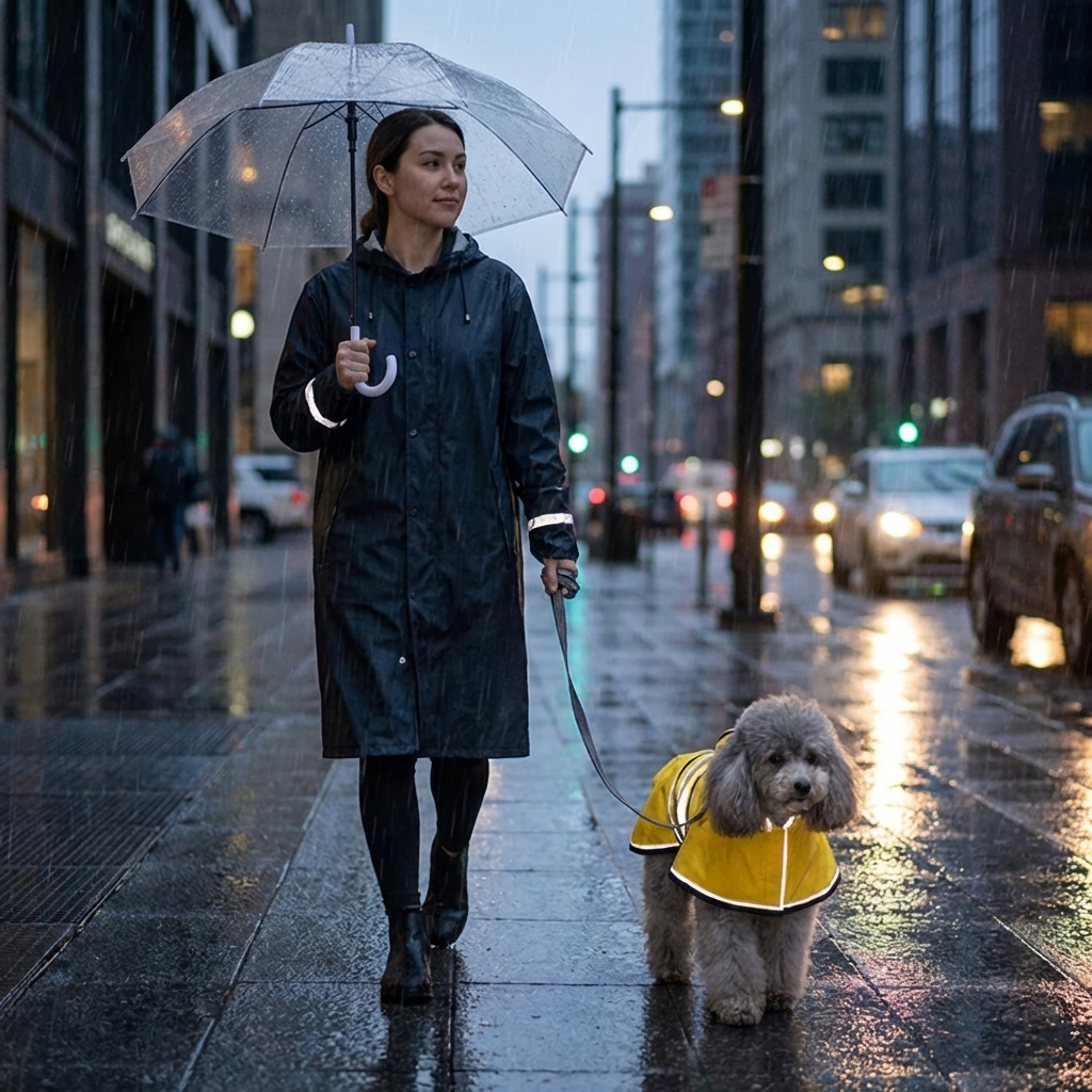 TruePet Hunde-Regenmantel | 100% Wasserdicht & Winddicht | Leuchtend Gelb | Reflektierend | Verstellbar | M-XXL
