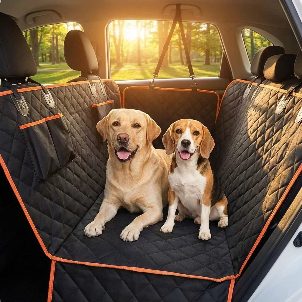 TruePet Auto-Hängematte für Hunde | Wasserdicht & Kratzfest | Universelle Passform | Rücksitzschutz | 30 Sek. Montage