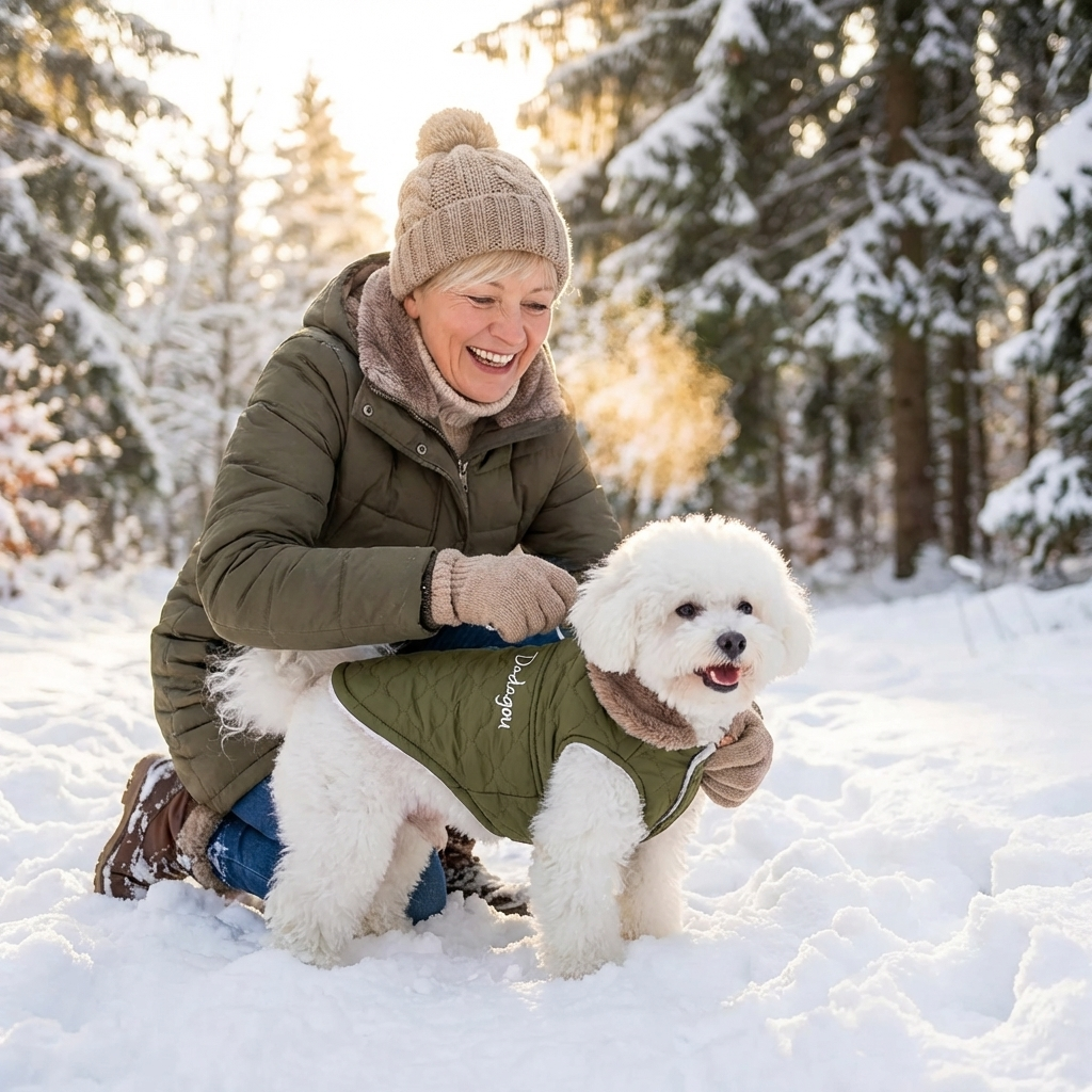 TruePet Winterjacke für Hunde | Fleece-Gefüttert | Wasserdichte Außenschale | Kuscheliger Pelzkragen | D-Ring für Leine | 3 Farben | S-2XL