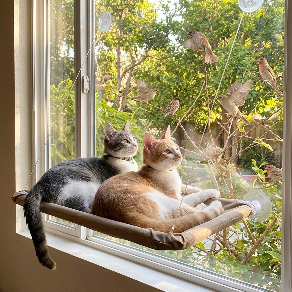 TruePet Katzenbett Fenster | Saugnapf Hängematte | Bis 15 kg | Platzsparend | Sonnenplatz